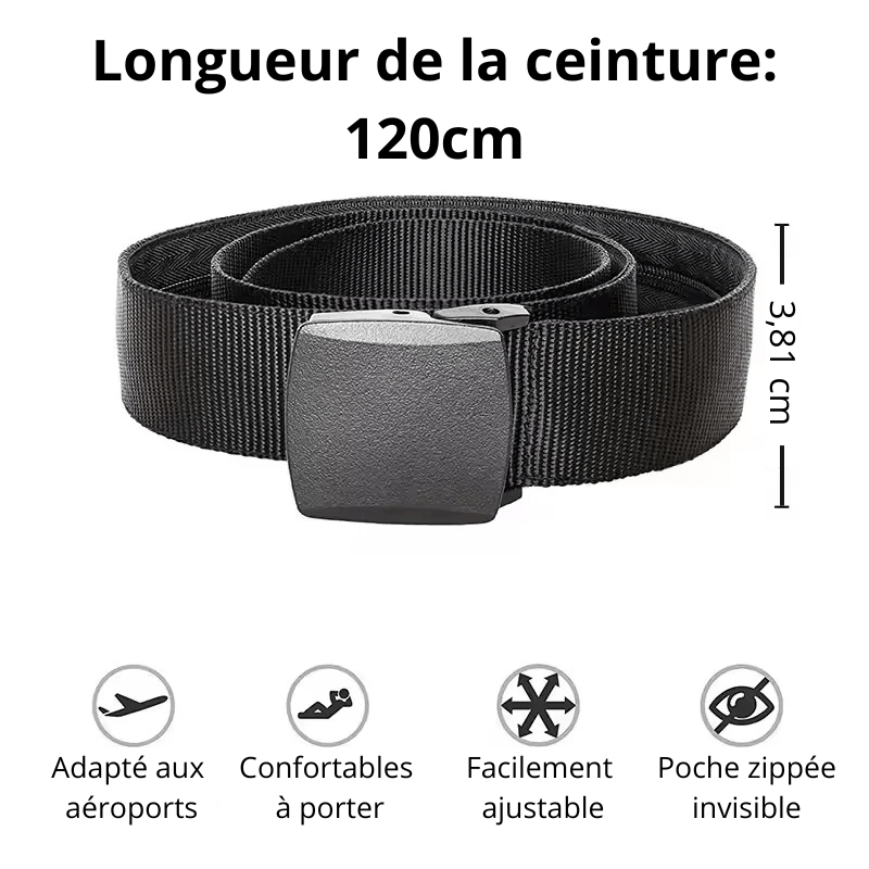Ceinture Antivol Unisexe avec Poche Secrète – Discrète, Pratique et Sécurisée - DEVAN