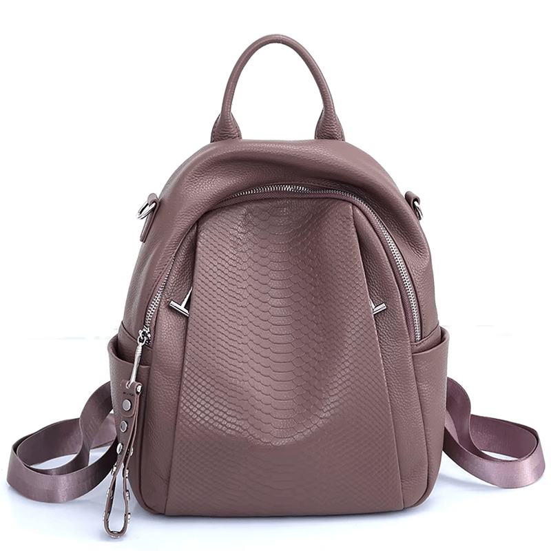 Sac à dos en cuir pour femmes style crocodile - DEVAN