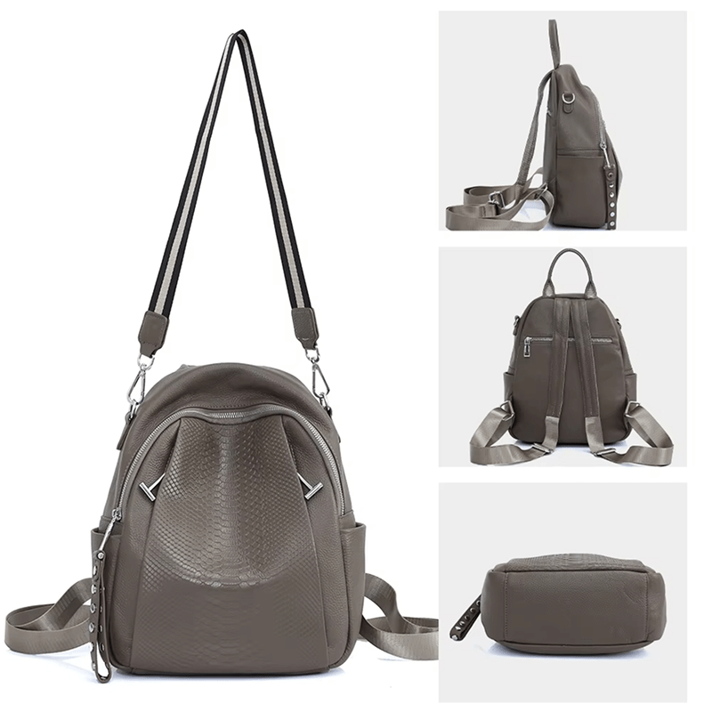 Sac à dos en cuir pour femmes style crocodile - DEVAN