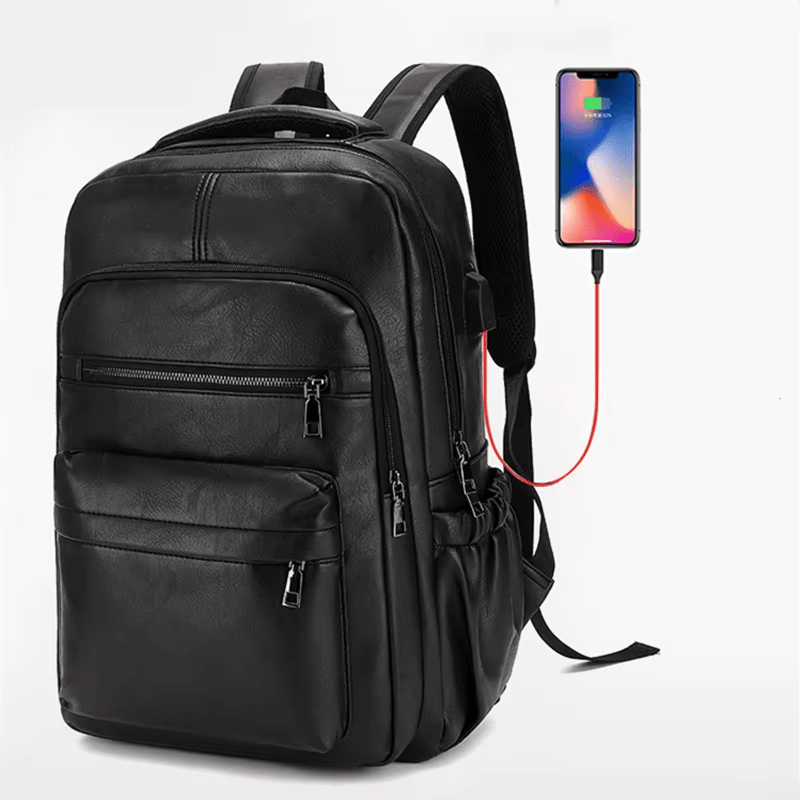 Sac à dos pour ordinateur en cuir avec port USB - DEVAN