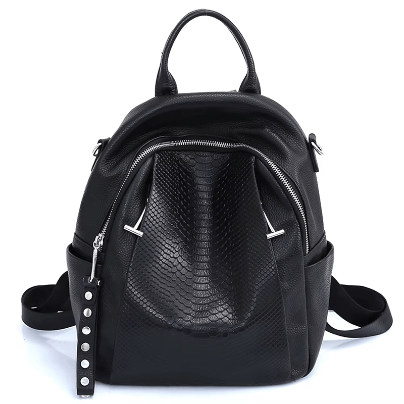 Sac à dos en cuir pour femmes style crocodile - DEVAN